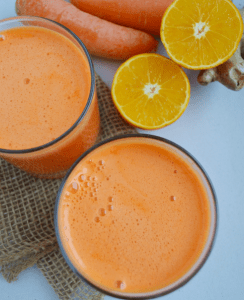 jugo de zanahoria naranja y jengibre